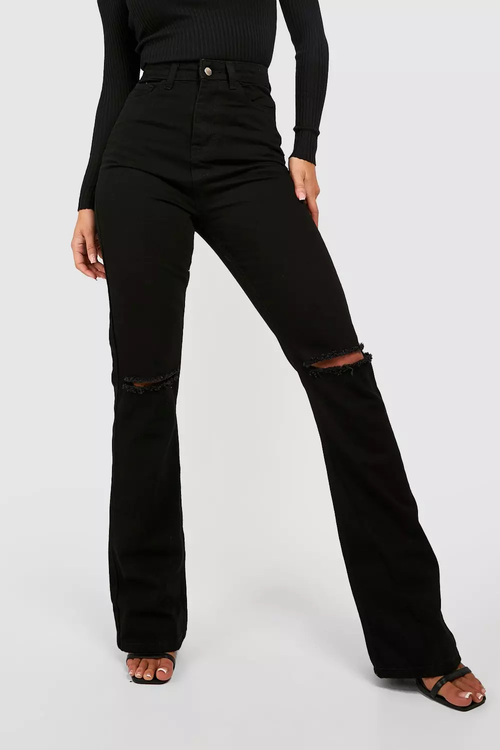 Black high waisted bootcut jeans hotsell